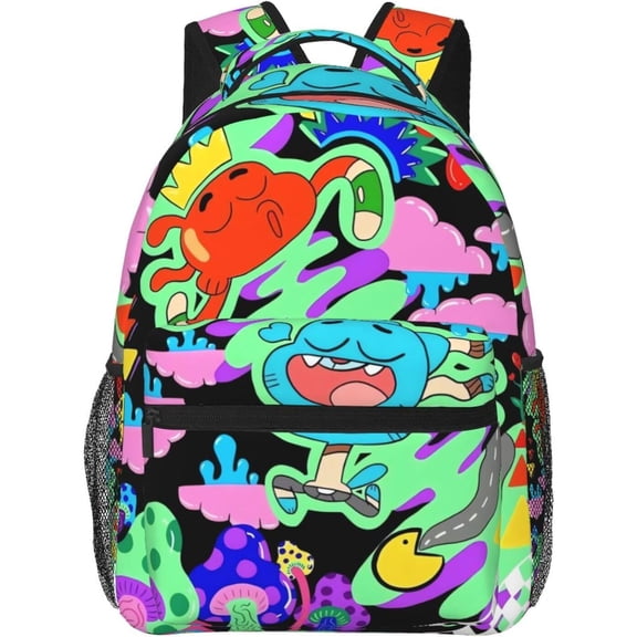 Anime The Amazing World of Gumball Backpack Canvas Funny Couple Backpacks 3D Large Capacity Travel Bags Gym Daypack Unisex Style-11