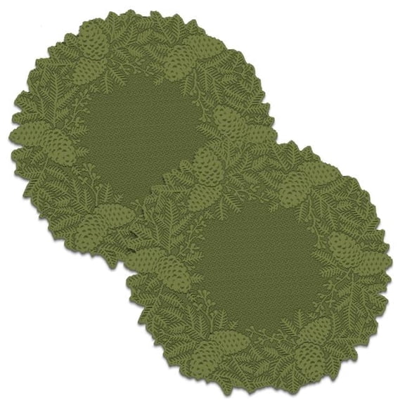 Heritage Lace HP-2000AG-S 20 in. Highland Pine Doily & Charger - Aspen Green - Set of 2