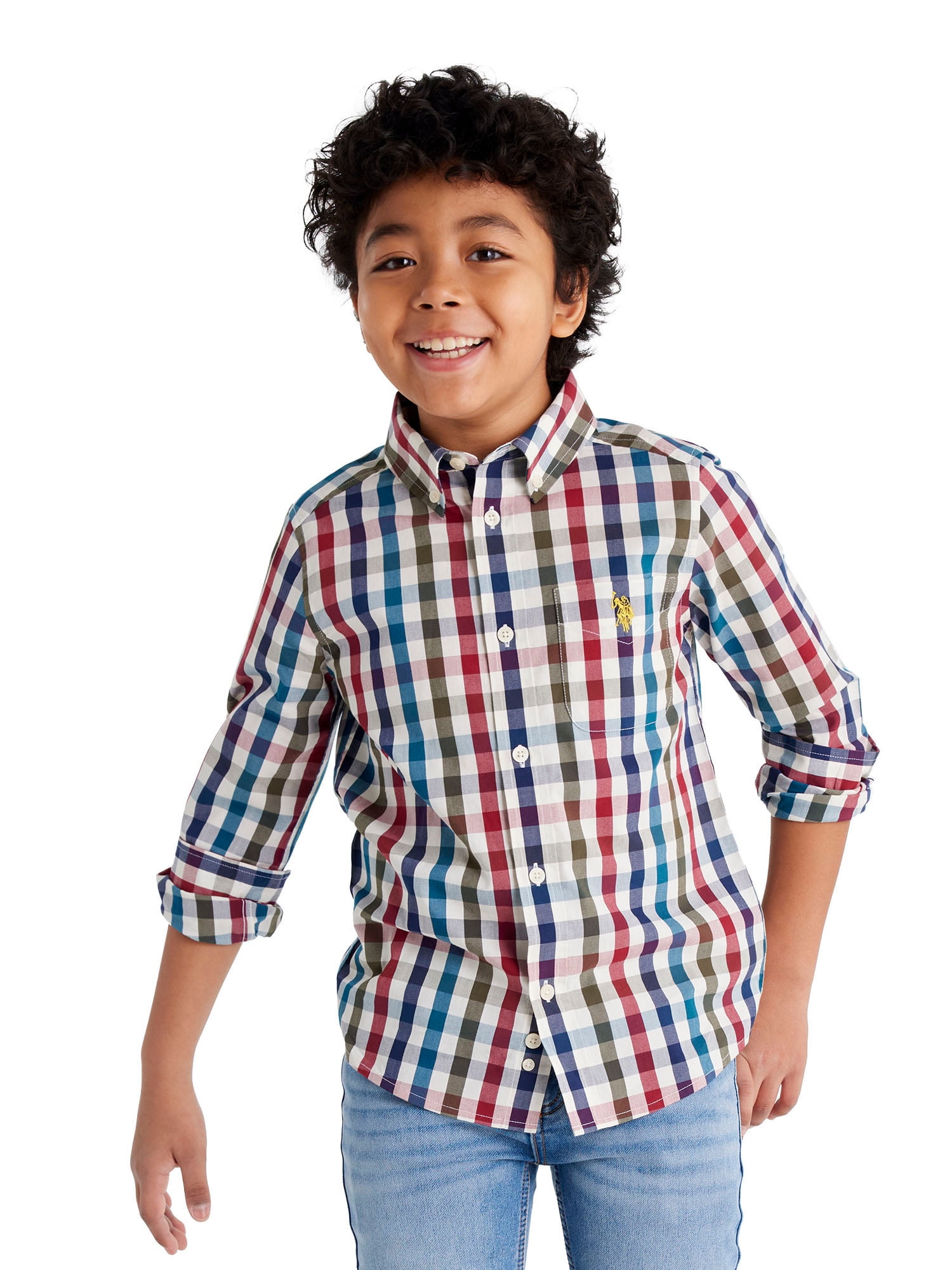 U.S. Polo Assn. Boys Long Sleeve Button Down Shirt, Sizes 4-18