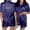 A-Blue88, variant on XIAONU Bridesmaid Print Satin Pajama Sets for Women Short Sleeve Notch Collar Shorts Loungewear Pajamas