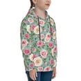 thumbnail image 3 of Honeii Rose Flowers Pattern Long-Sleeve Hooded Sweatshirt Pullover Hoodie for Boys and Grils-Small, 3 of 6