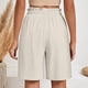 thumbnail image 5 of Karight Women's Linen Summer Shorts Casual Bermuda Wide Leg Mid Length High Waisted Drawstring Short with Pocket, 5 of 8