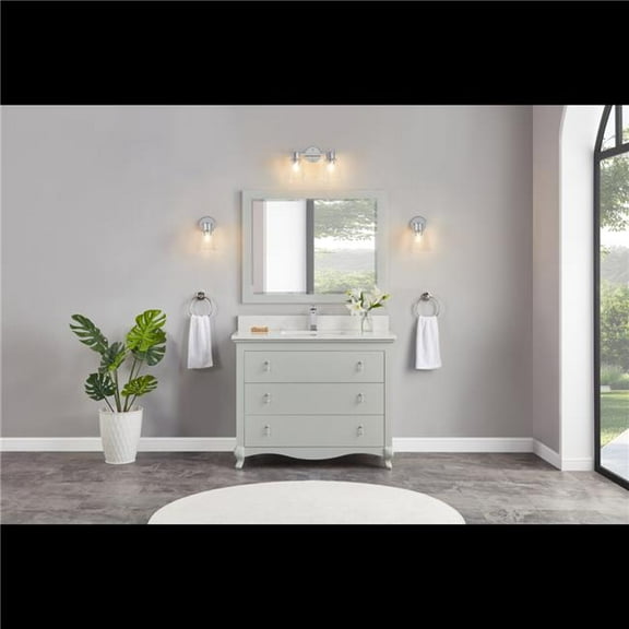 Legion Furniture WS2512-42-SS 42 in. Silver Strand Finish Solid Wood Sink Vanity, 1 in. Artificial Stone Top
