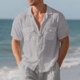 thumbnail image 2 of Mens Hawaiian Shirts Lapel Neck Solid Color Blouse Tropical Beach Shirt Plus Size Hawaiian Vacation Shirts Button Down Dressy Casual Tops, 2 of 6