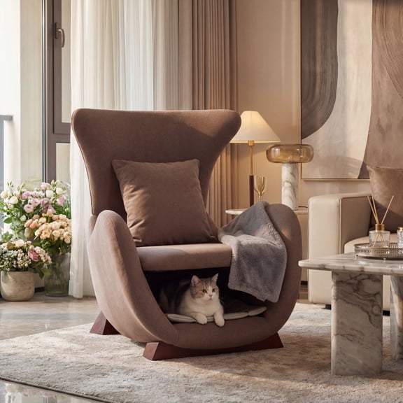 Christopher Knight Home 28" Modern Upholstered Accent Chair with Storage Space, Pet-Friendly, Brown
