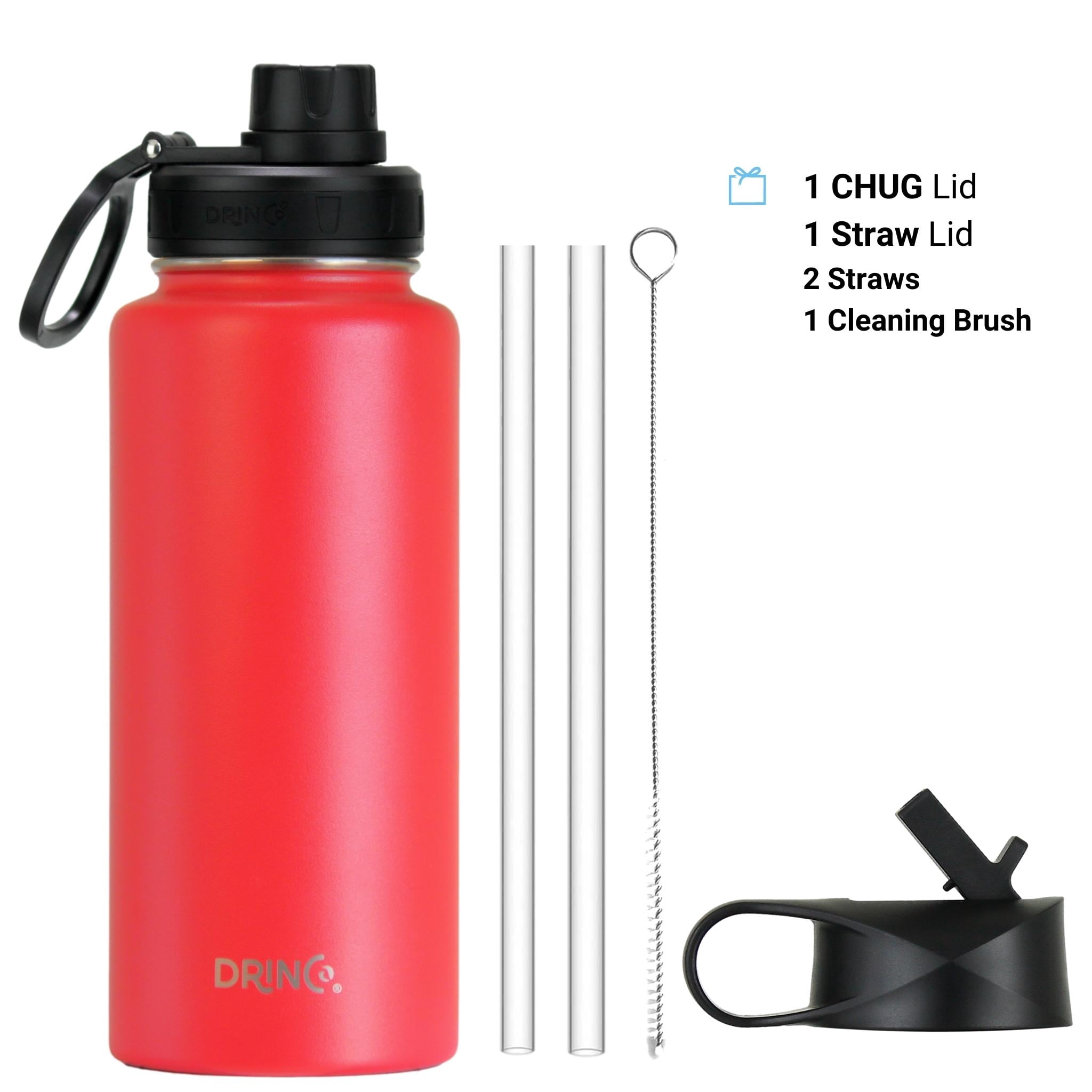 DRINCO Water Bottle Vacuum Insulated Stainless Steel Double Wall-USA Flag-32oz Barn Red