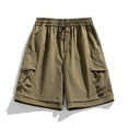 thumbnail image 5 of Yifymode Knee Length Women Bermuda Shorts Baggy Wide Leg Drawstring Casual Work Hiking Cargo Shorts With Pockets,Brown L, 5 of 5