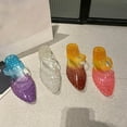 thumbnail image 4 of Womens Middle Heel Sandals Fashion Pointed Toe Slide Sandals with Hollowed Out PVC Colorful Jelly Slippers for, 4 of 17