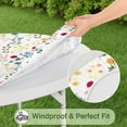 thumbnail image 5 of Pioneer Flower Floral Print Pattern Round Fitted Tablecloth with Elastic Edge,Dining Table Cover Waterproof,Outdoor Round Tablecloth for Camping,Dining,Indoor and Outdoor, 5 of 7