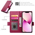 thumbnail image 5 of Allytechgroup for Apple iPhone 13 Case Wallet, Retro PU Leather Slim Fit Business Style Magnetic Closure Cards Slots RFID Blocking Phone Case for Women Men, Winered, 5 of 6
