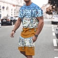 thumbnail image 2 of RUTAYY Men's Outfits Summer Casual Ice Cream Print Round Neck Short Sleeve Tee Shorts with Pocket Loose Fit Daily Wear Comfortable Vacation Playful Clothing Sets, 2 of 6
