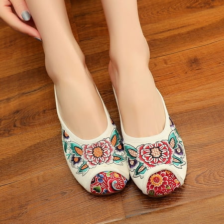 

fzm women shoes women cloth shoes sandals national embroidered tendon soles flowers slippers