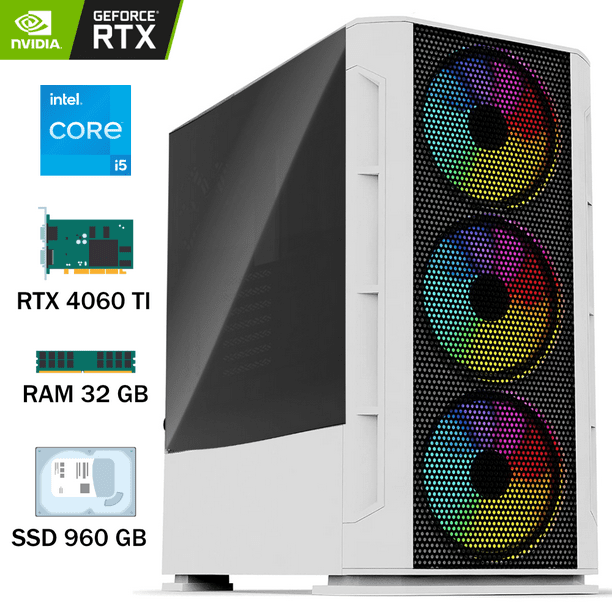 CPU Gamer Intel i5 13400F RTX 4060 TI Intel RAM 32GB DDR4 SSD 960GB RTX 4060TI 500W 80+