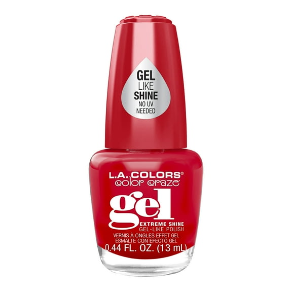 L.A. COLORS Gel-Like Shine Nail Polish, Be Mine, Red, 0.44 fl oz