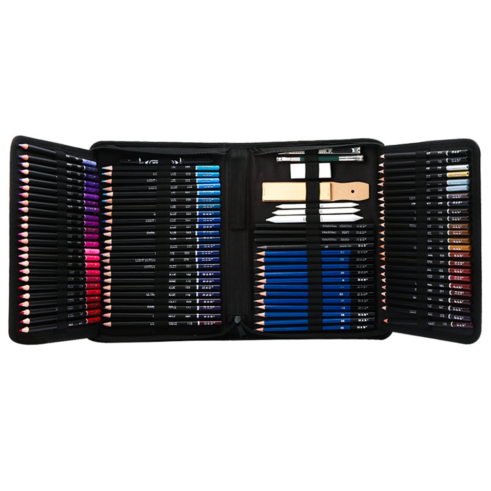 H&B 145-Piece Professional Oil Colored Pencils and Sketch Set Charcoal Graphite Pencil Eraser Extender Draw Paper Carrying Bag Art Supplies Gift for  Adults Artist Drawing Coloring Sketching