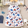 thumbnail image 4 of Girls 4th of July Butterflies Print Romper Sleeveless Patriotic Jumpsuit with Bow Tie Straps Casual Summer Playsuit for Kids White 9-12 Months, 4 of 7
