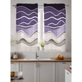 thumbnail image 2 of Purple Wave Curtains 45 Inch Length,Sheer Curtains for Bedroom Living Room Window Coastal Ombre Ocean Grey Stripes Beach Sand Rod Pocket Drapes Kitchen Curtains Small Half Window 52"x45" 2 Panels, 2 of 6