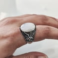 thumbnail image 4 of Rainbow Moonstone Mens Ring, Natural Blue Fire Rainbow Moonstone, Eagle Jewelry, 925 Silver Ring, Birthday Gift, Heavy Mens Ring, Arabic Design, Ottoman Style Ring, Christmas, Turkey Mens Signet Ring, 4 of 7
