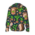 thumbnail image 3 of Uemuo Cute Hedgehogs Cactus Blue Pattern Women's Full Zip UPF 50+ Sun Protection Hoodie Jacket Long Sleeve Sun Shirt Hiking Outdoor Performance with Pockets-Small, 3 of 9