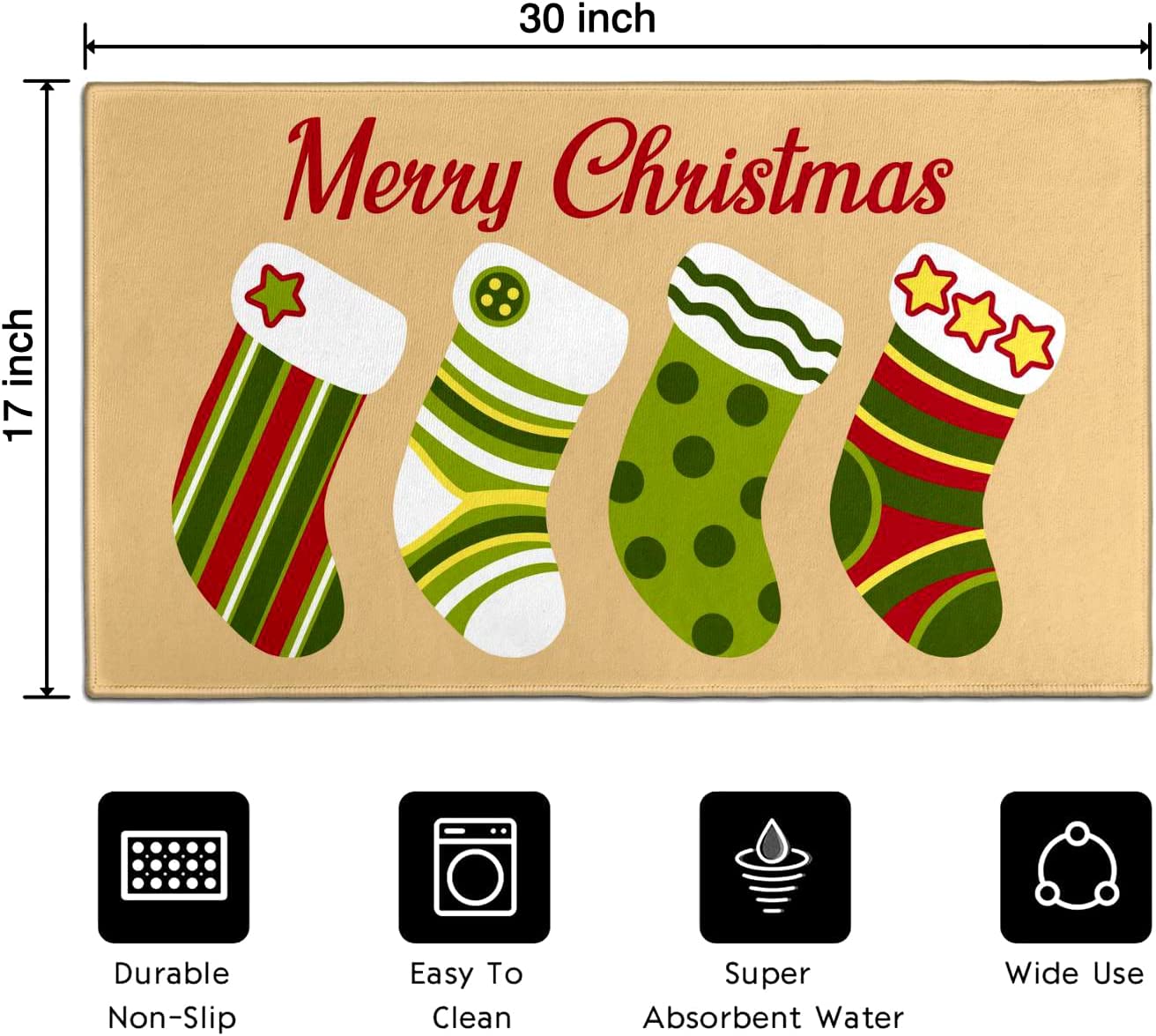 Christmas Door Mat Christmas Rug Christmas Decorations Christmas Socks Doormat Christmas Welcome Mat Indoor Winter Door Mat Outdoor 30"x17"