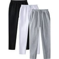 thumbnail image 1 of AherBiu 3pcs Sweatpants For Men Fleece Straight Leg Drawstring Elastic Waisted Athletic Pants With Pockets Workout Gym Trousers, 1 of 8