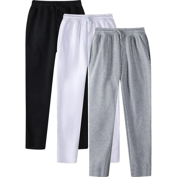RXIRUCGD Men's Fashion Drawstring Elastic Waist Solid Color Casual Sweat Length Pants 3 PC, White, Size: M