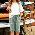 thumbnail image 4 of Gamivast My Recent Placed Girls Shorts Cotton Linen Casual 2025 Summer Shorts Knee Length Beach Shorts Elastic Waist Drawstring Shorts Placed Recently by Me Delivery Status, 4 of 5