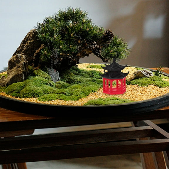 Raindrops Miniature Hexagon Pavilion Bonsai Decorations Japanese Garden Decor Fish Tank Decoration Aquarium Castle Micro Landscape Vase Fish Tank Statue Ornament