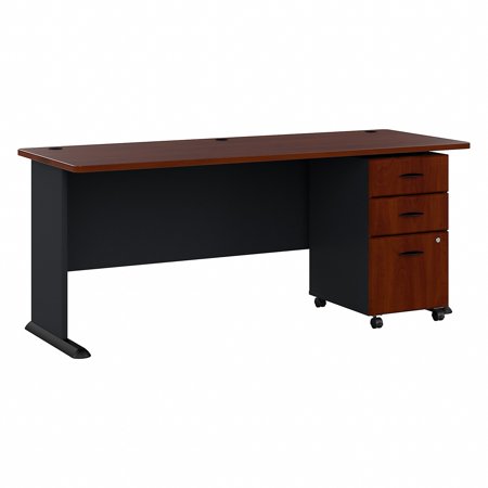 UPC: 0042976521455 | Bush Business Furniture 72 in. Series A Desk with Mobile File Cabinet – Hansen Cherry