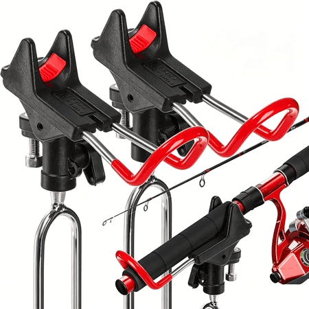 BESTSKY 2 Pack Fishing Rod Holders - 360 Degree Adjustable Fishing Pole Rack Stand for Bank Beach Ground Gifts for Men