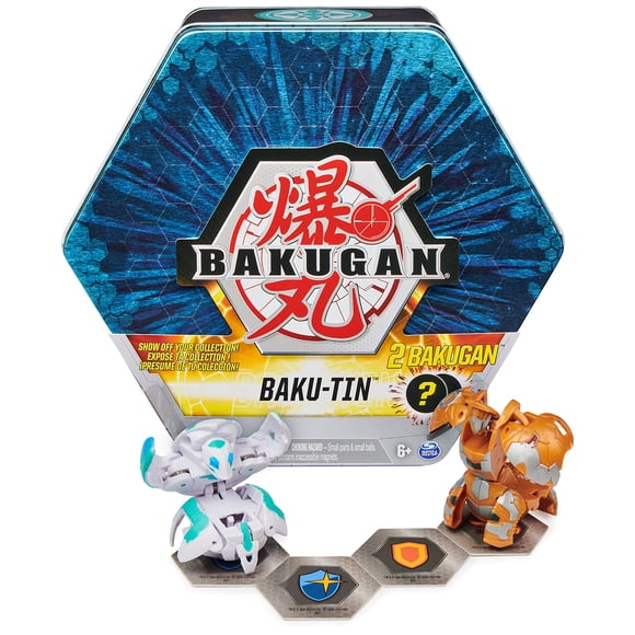 Bakugan Baku-Tin, caja de almacenamiento de colección con 2 sorpresas