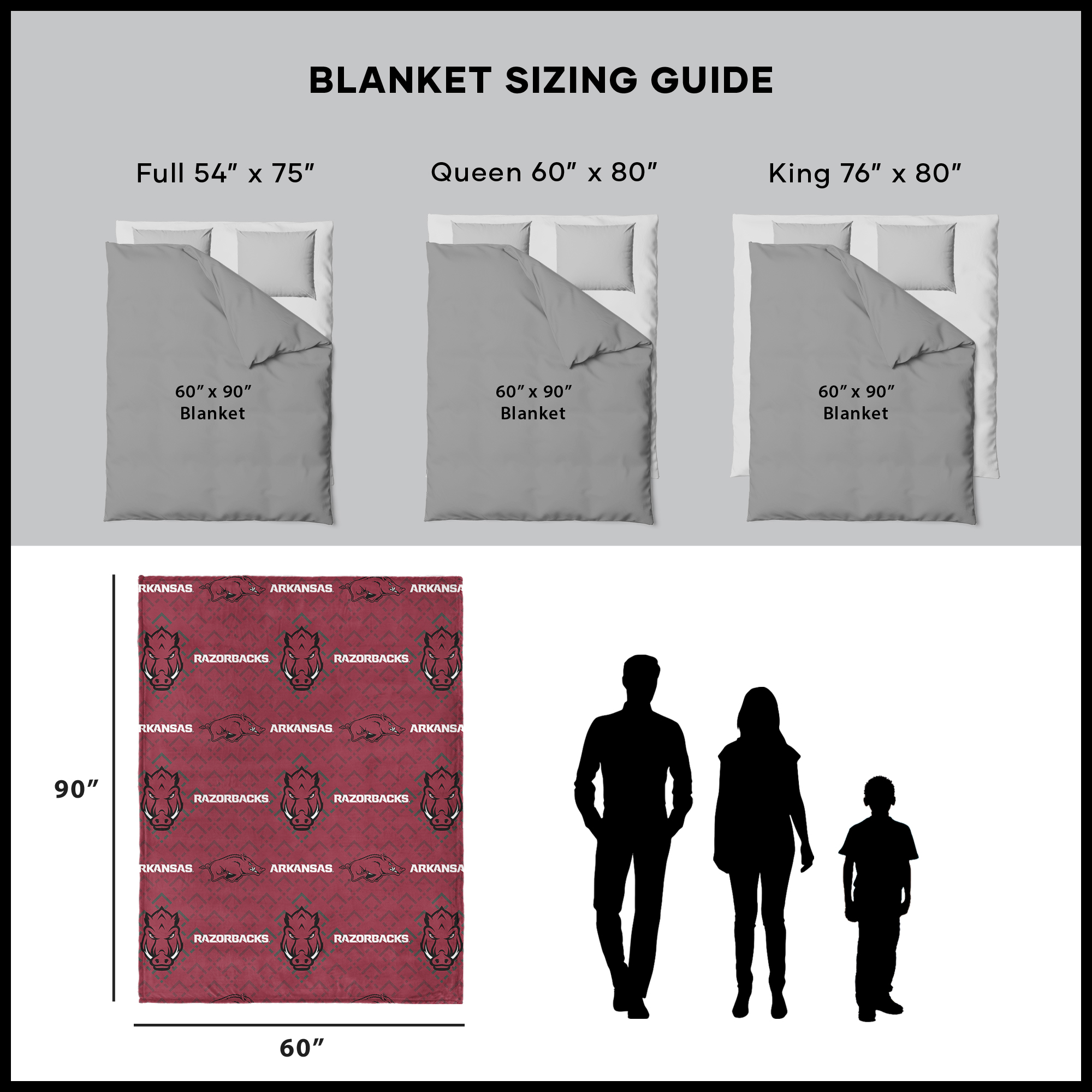 Arkansas NCAA Pendant Silk Touch Throw, 60x90 inches