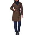 thumbnail image 2 of INSPIRE CHIC Women's Faux Suede Trench Coat Notched Lapel Double Breasted Mid-Long Overcoat Fall Winter Jacket with Belt M Dark Brown, 2 of 6