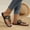 Black, variant on Women's Metal Decor Leather Thong Sandals Open Toe Slip on Flat Sandal Casual Flip Flops Orange 5.5(36)
