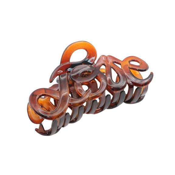 Parcelona French Love Medium 3" Celluloid Acetate Hair Claw Clip for Women (TortoiseShellBrown)