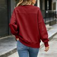 thumbnail image 6 of XRoczxe Women Crew Neck Oversized Sweatshirt Long Sleeve Raglan Top Side Split Hem Wrinkle Resistant Soft Casual Layering Pullover Multiple Fresh Solid Colors, 6 of 7