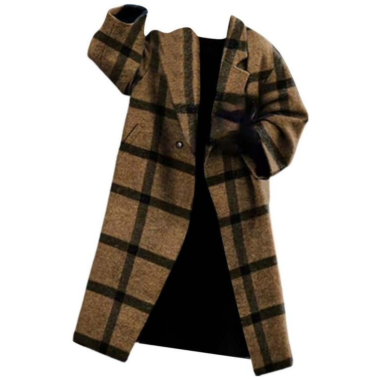ジャケット・アウター LIDNM WOOL CHECK TRENCH COAT ジャケット・アウター LIDNM WOOL CHECK TRENCH COAT Men'S Slim