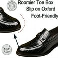 thumbnail image 2 of Mens Business Leather Loafers Formal Dress Casual Classic Comfort Wedding Office Breathable Oxford Shoes Black 7 US, 2 of 7