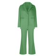 thumbnail image 4 of Jinhomg Women's Suits for Work Professional Dressy Open Front Notched Neck Blazer Jackets and High Waist Pants with Pockets 2025 Business Office Set Green XXL, 4 of 7