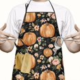 thumbnail image 2 of Fall Pumpkins and Flowers Pattern Apron-Garden Aprons for Women with Pockets-Cotton Linen Waterproof Kitchen Cooking Gardening Aprons Adjustable for Kitchen,Cooking,BBQ and Salon 33"x27", 2 of 7