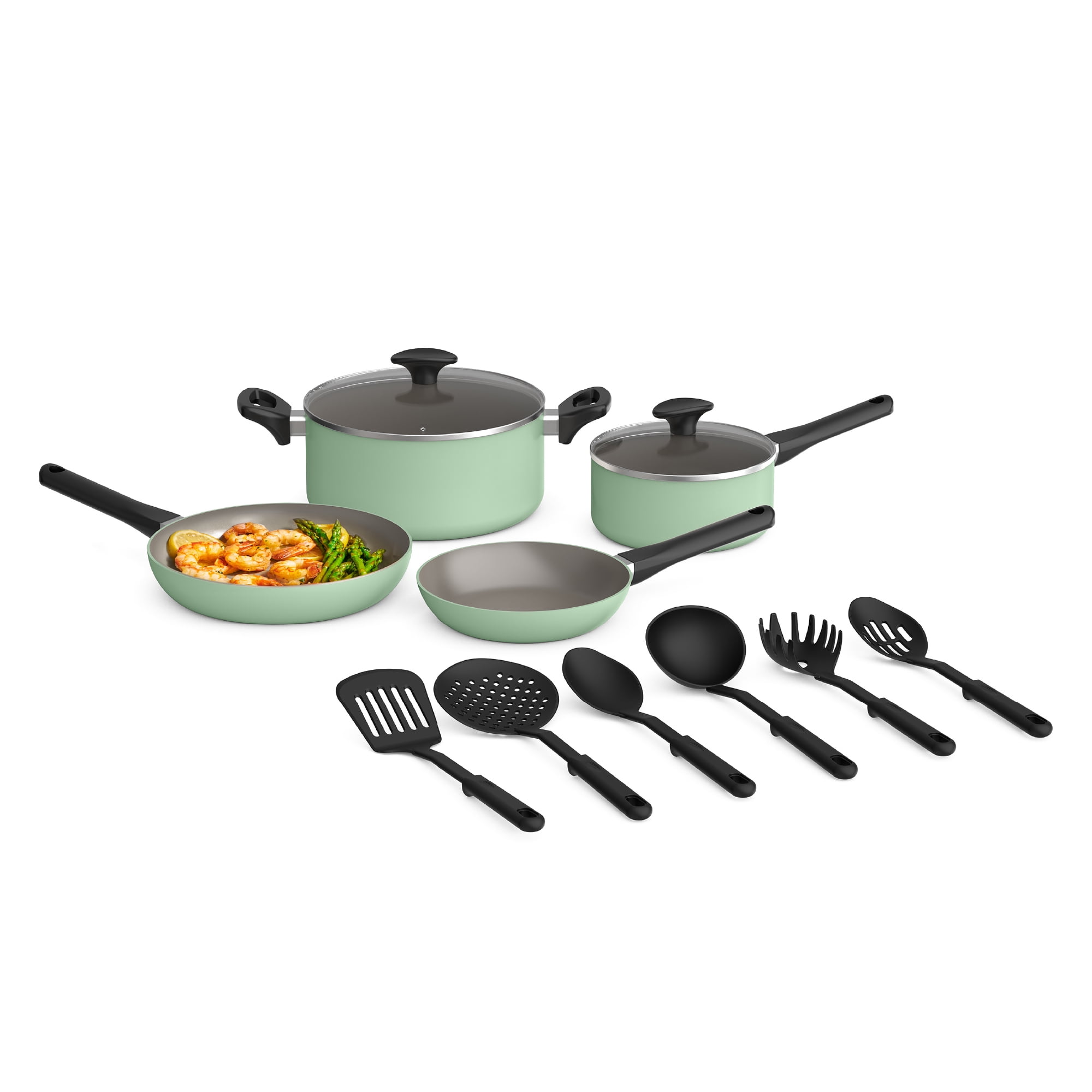 Bella 12 Piece Ceramic Nonstick Cookware Set, Seaglass