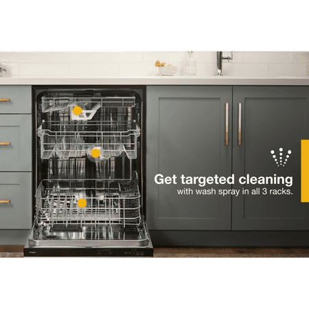 Whirlpool - 24" Top Control Built-In Dishwasher with Stainless Steel Tub, Large Capacity & 3rd Rack, 47 dBA - Black Stainless Steel
