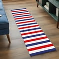 thumbnail image 4 of Red Blue White Striped Large Area Rugs for Bedroom Living Room, Soft Non Slip Carpet Bedside Rug, Modern Simple Stripes Rectangular Floor Cover Kitchen Accent Rug 2'x6' for Dining Room/Office, 4 of 9