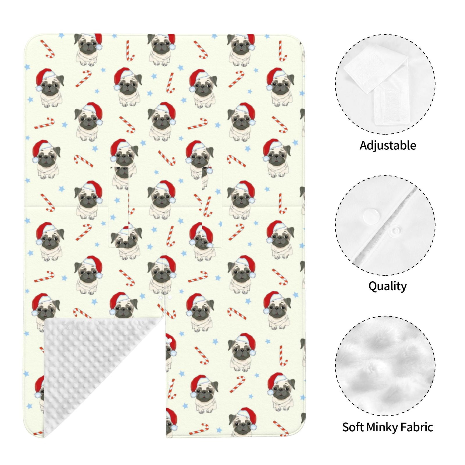 Car Seat Cover Baby - Christmas Pug Dog Breathable Infant Car Seat Cover for Baby Carseat, Lightweight Comfort Baby Essentials Must Haves Newborn Stuff for Girl Boy