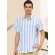 thumbnail image 2 of INSPIRE CHIC Camisa a rayas para hombre, manga corta, color block, con botones, playera de playa Azul claro XL, 2 of 6