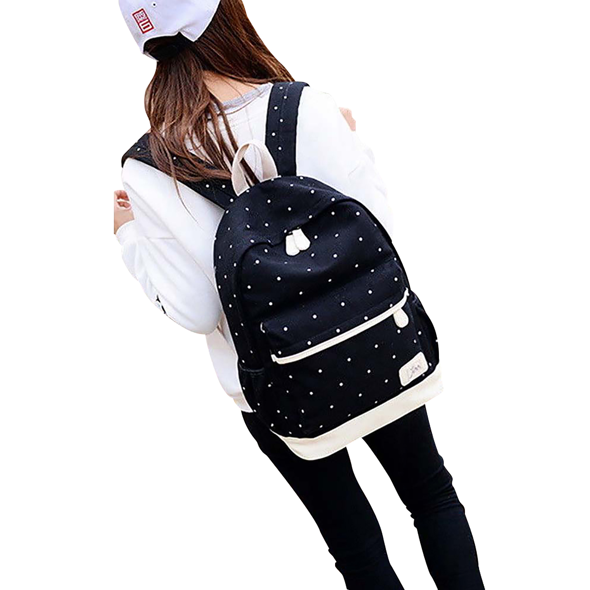 White Black Polka Dot Lightweight Backpack for Men Women, Polka Dot  Rucksack Waterproof Casual Daypack School Bookbag for College Travel Work