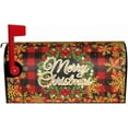 thumbnail image 2 of Red Gold Merry Christmas Mailbox Covers Magnetic Oversized 25.5 X 21 mas Wreath Snowflakes Plaid Holiday Decorations Large Size Mailbox Wrap Post Letter Box Covers Xmas Decor for Outdoor Home Garden, 2 of 6
