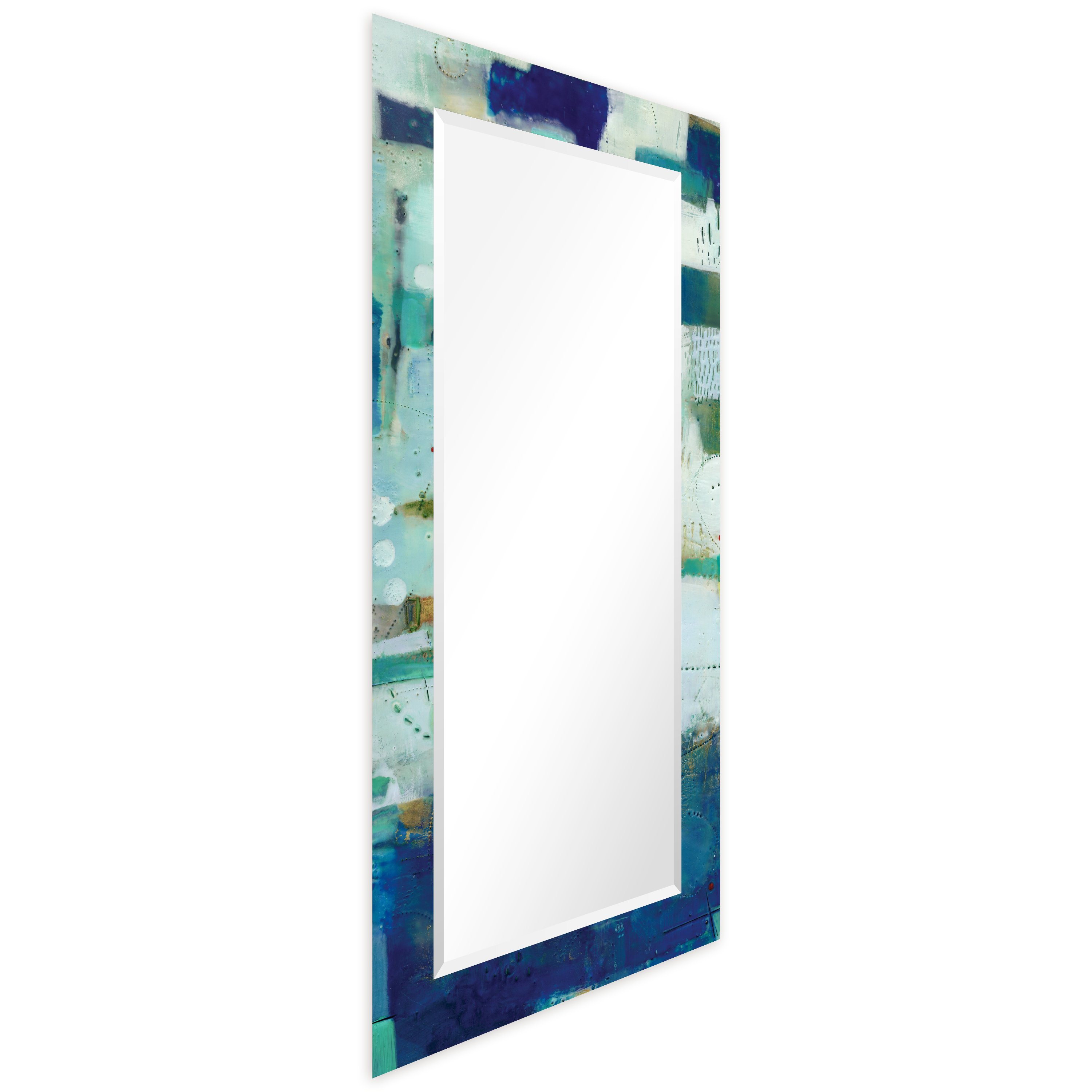Empire Art Direct Crore Rectangular Beveled Mirror on Free Floating Printed Tempered Art Glass - Clear - 54" x 28"
