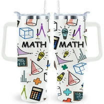 Math Teacher Tumbler 40oz - Insulated Travel Mug with Straw & Handle, Appreciation Gift for Her Him