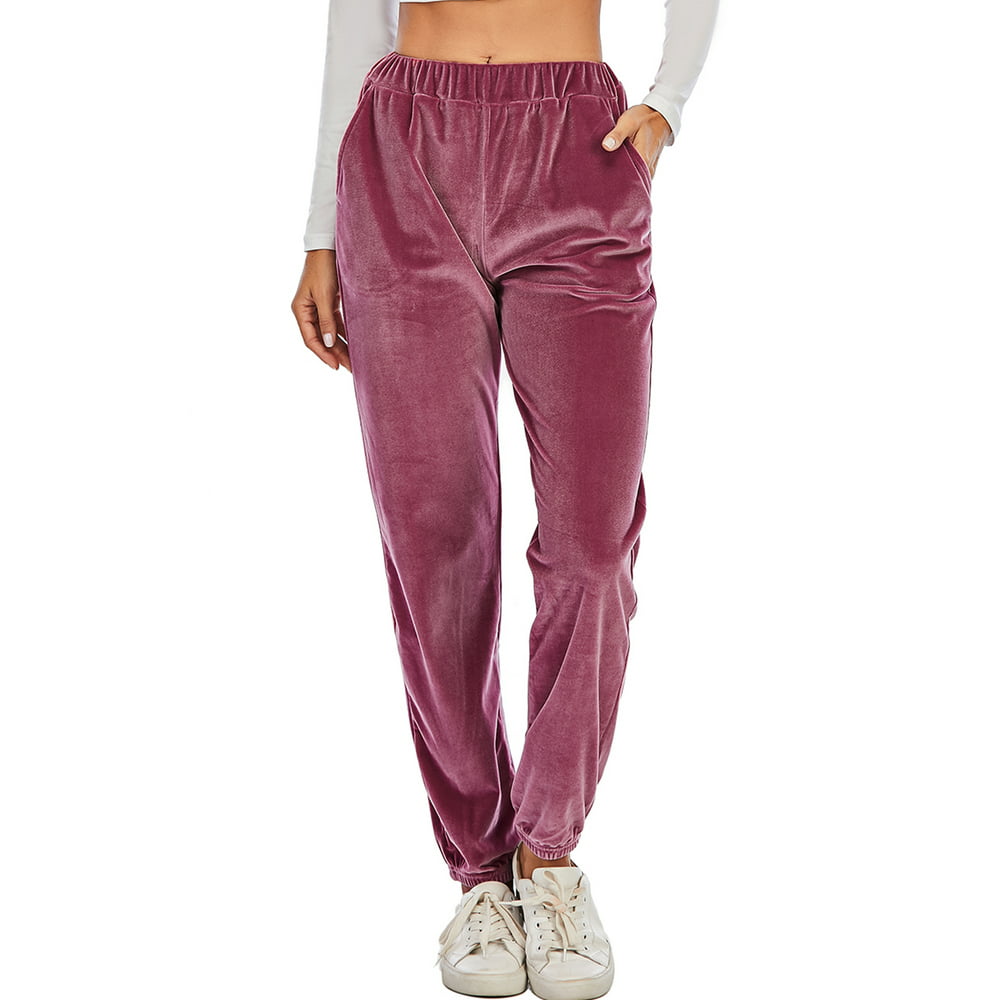 SAYFUT - Winter Velour Sweatpants Sweatsuits Joggers Yoga Pants Solid ...